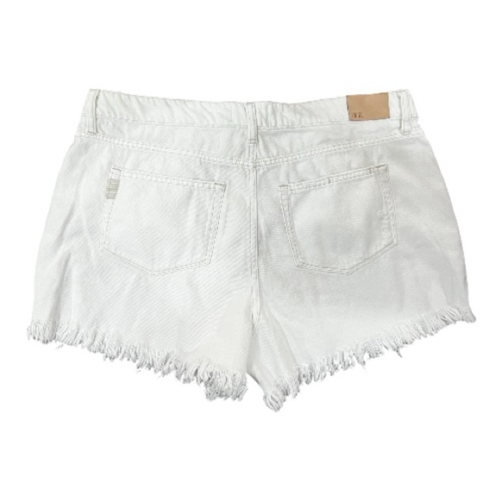 PAIGE Women's Frayed Hem White Jean Shorts - Picture 4 of 7